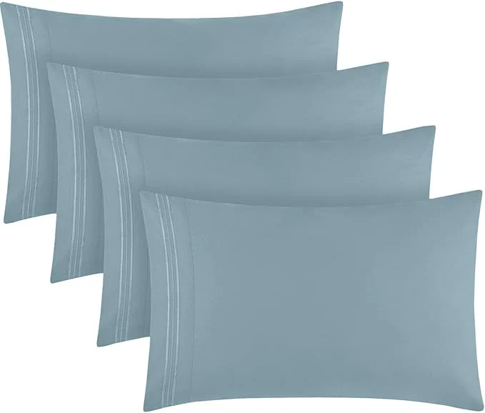Prestigious Mellanni Pillow Cases Set – 4 PC Iconic Collection Pillowcases – Hotel Luxury Extra Soft Cooling Pillow Covers – Wrinkle Fade Stain Resistant King 20 quot x 40 quot Spa Blue Advanced