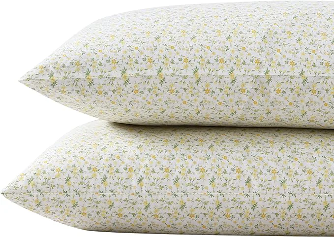Powerful Laura Ashley – Standard Pillowcase Set Breathable Percale Cotton Bedding Crisp amp Cool Home Decor Evie Yellow 2 Piece Casual