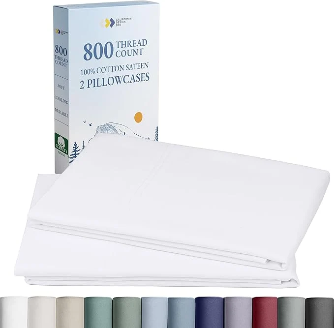Solid Heirloom Soft Smooth amp Thick 800 Thread Count Cotton Sateen 2 White Standard Pillowcases Fits Standard amp Queen Size Pillows Bright White Exceptional