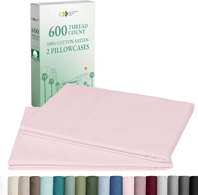Proven CALIFORNIA DESIGN DEN Luxuriously Soft Hotel Quality 600 Thread Count Cotton Set of 2 Cases Crisp amp Cool Pillow Case King Size Set of 2 Fits King Pillows Blush Pink Responsible