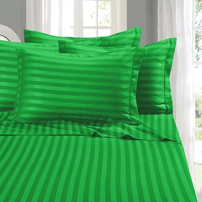 High-Grade Elegant Comfort Softest and Coziest 6-Piece Sheet Set – 1500 Premium Hotel Quality Microfiber – Deep Pocket Wrinkle Resistant 6-Piece Damask Stripe Bed Sheet Set Full Emerald Gren Carefully Designed