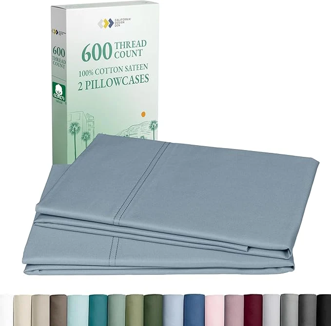 Proven Luxuriously Soft Premium 600 Thread Count Cotton Set of 2 Cases Crisp Standard Pillow Cases Set of 2 Fits Standard amp Queen Pillows Pastel Blue Long-Lasting