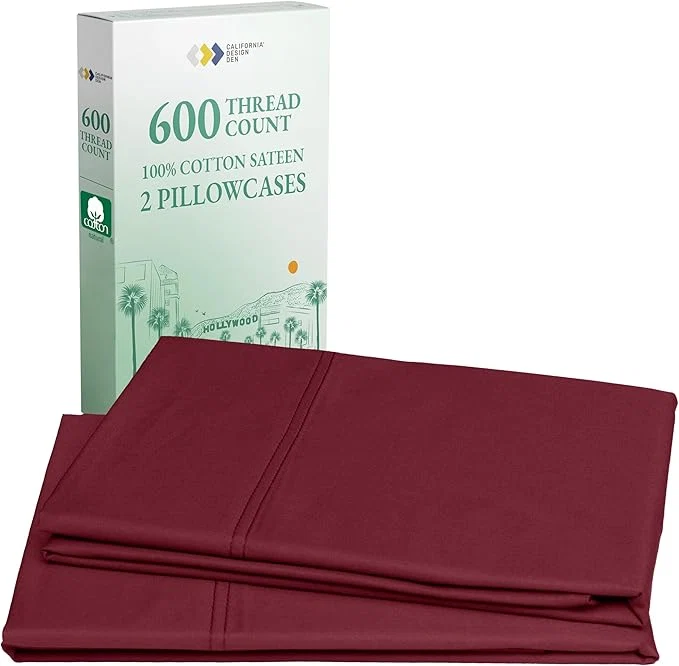 Specialty California Design Den Pillowcases Queen Standard Set of 2 – Premium 600 Thread Count Soft Cotton Standard Pillowcase Crisp Smooth Sateen Fits Standard amp Queen Pillows – Brick Red Convenient