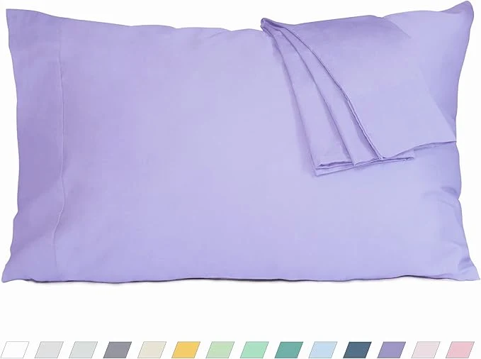 Traditional Pillow Cases Standard Queen Size Cotton Percale Weave Pillowcases Pre-Shrunk Breathable and Hypoallergenic Pillowcases Set of 2 2 Piece Standard Queen 20 Inch x 30 Inch Purple Durable
