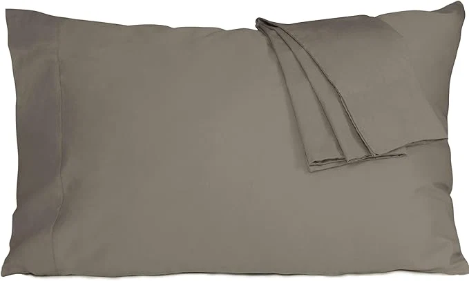 Proven Pillow Cases Standard Queen Size Cotton Percale Weave Pillowcases Pre-Shrunk Breathable and Hypoallergenic Pillowcases Set of 2 2 Piece Standard Queen 20 Inch x 30 Inch Taupe Gray Organic