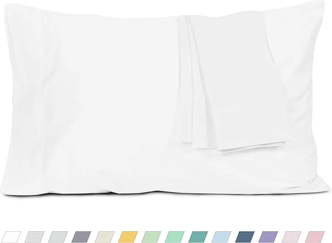 Fine Crafted Pillow Cases Standard Queen Size Cotton Percale Weave Pillowcases Pre-Shrunk Breathable and Hypoallergenic Pillowcases Set of 2 2 Piece Standard Queen 20 Inch x 30 Inch White Stylish