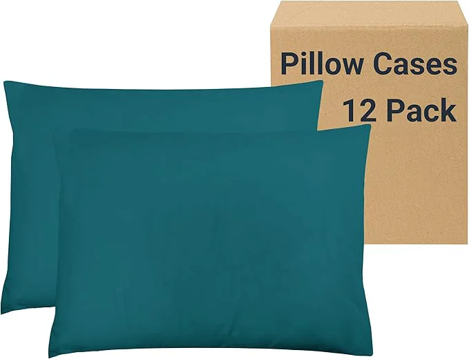 Fast ZPECC Pillow Cases King Size Set of 12 20×36 Envelope Closure Pillowcases Soft Plain Brushed Microfiber Covers Hypoallergenic Breathable Teal Convenient