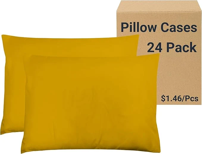 Pure ZPECC Pillow Cases Bulk 24 Pack – Standard Pillowcases with Envelope Closure Soft Brushed Microfiber Pillow Cover for Hotel Airb amp bs Hospital Bedding Essential Golden Yellow Elegant