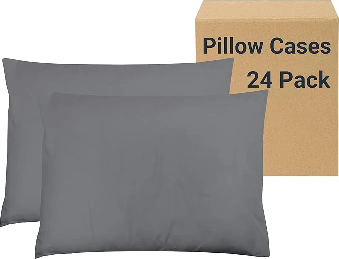 Durable ZPECC Pillow Cases Bulk 24 Pack – Standard Pillowcases with Envelope Closure Soft Brushed Microfiber Pillow Cover for Hotel Airb amp bs Hospital Bedding Essential Gray Specialty