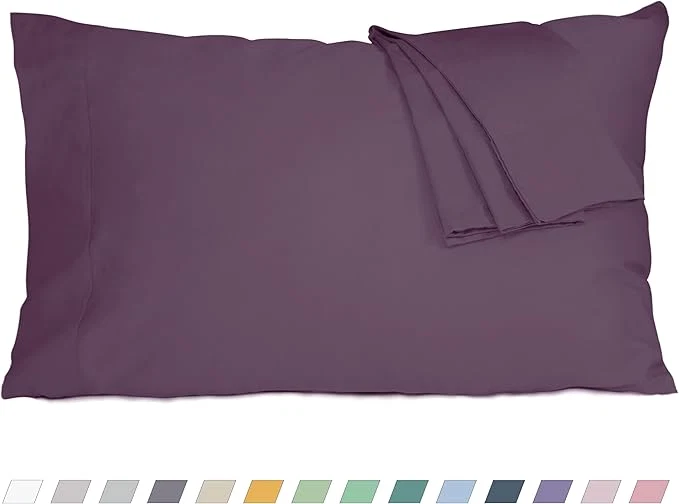Minimalist Pillow Cases King Size Cotton Percale Weave Pillowcases Pre-Shrunk Breathable and Hypoallergenic Pillowcases Set of 2 2 Piece King 20 Inch x 40 Inch Dark Purple Flexible