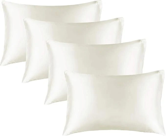 Healthy BEDELITE Satin Pillowcase for Hair and Skin Super Soft Similar to Silk Pillow Cases 4 Pack with Envelope Closure Cooling Pillowcases for Women Men 20 quot x30 quot Queen Size Ivory Innovative