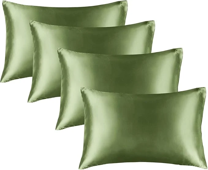 Casual BEDELITE Satin Pillowcase for Hair and Skin Super Soft Similar to Silk Pillow Cases 4 Pack with Envelope Closure Cooling Pillowcases for Women Men 20 quot x30 quot Queen Size Cedar Green Durable