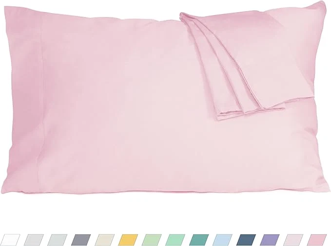 Recyclable Pillow Cases Standard Queen Size Cotton Percale Weave Pillowcases Pre-Shrunk Breathable and Hypoallergenic Pillowcases Set of 2 2 Piece Standard Queen 20 Inch x 30 Inch Dark Pink Comfortable