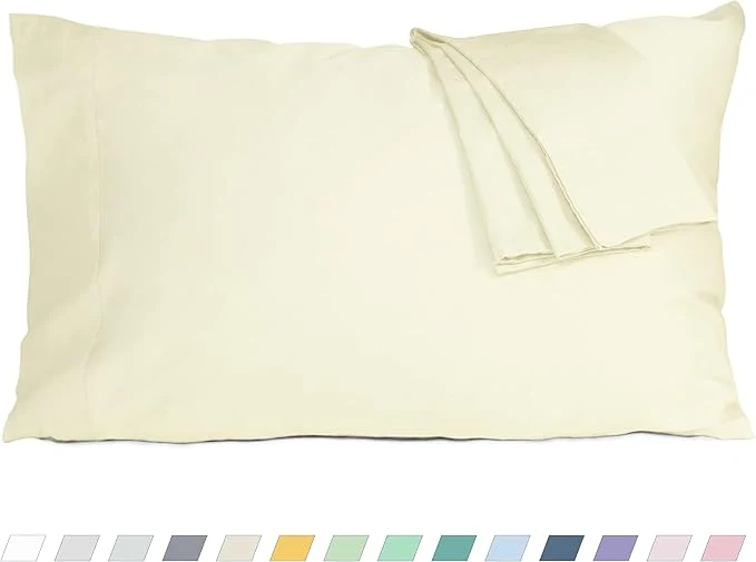 Artisan Pillow Cases King Size Cotton Percale Weave Pillowcases Pre-Shrunk Breathable and Hypoallergenic Pillowcases Set of 2 2 Piece King 20 Inch x 40 Inch Cream Expertly Made