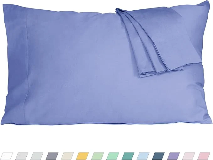 Safe Pillow Cases King Size Cotton Percale Weave Pillowcases Pre-Shrunk Breathable and Hypoallergenic Pillowcases Set of 2 2 Piece King 20 Inch x 40 Inch Purplish Blue Premium