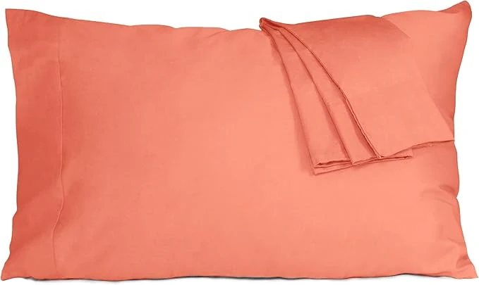 Reliable Pillow Cases Standard Queen Size Cotton Percale Weave Pillowcases Pre-Shrunk Breathable and Hypoallergenic Pillowcases Set of 2 2 Piece Standard Queen 20 Inch x 30 Inch Coral Comfortable