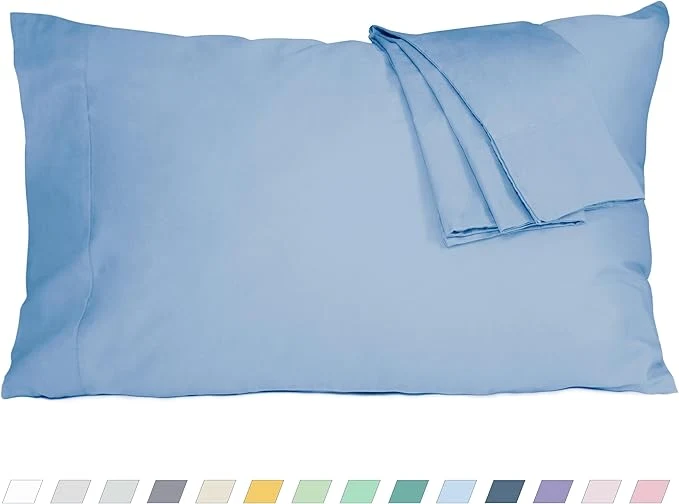 High-Quality Pillow Cases King Size Cotton Percale Weave Pillowcases Pre-Shrunk Breathable and Hypoallergenic Pillowcases Set of 2 2 Piece King 20 Inch x 40 Inch Placid Blue Safe