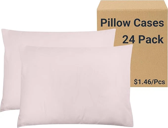Recyclable ZPECC Pillow Cases Bulk 24 Pack – King Pillowcases with Envelope Closure Soft Brushed Microfiber Pillow Cover for Hotel Airb amp bs Hospital Bedding Essential Peach Pink Long-Lasting