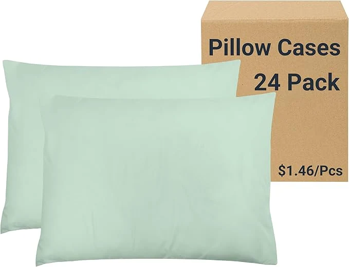 Smart ZPECC Pillow Cases Bulk 24 Pack – Standard Pillowcases with Envelope Closure Soft Brushed Microfiber Pillow Cover for Hotel Airb amp bs Hospital Bedding Essential Green Cyan Easy-to-Use