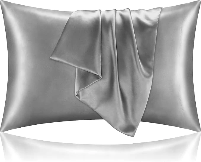 Reusable BEDELITE Satin Pillowcase for Hair and Skin Super Soft and Cooling Similar to Silk Pillow Cases 2 Pack with Envelope Closure Gift for Women Men 20 quot x30 quot Queen Size Grey Trendy