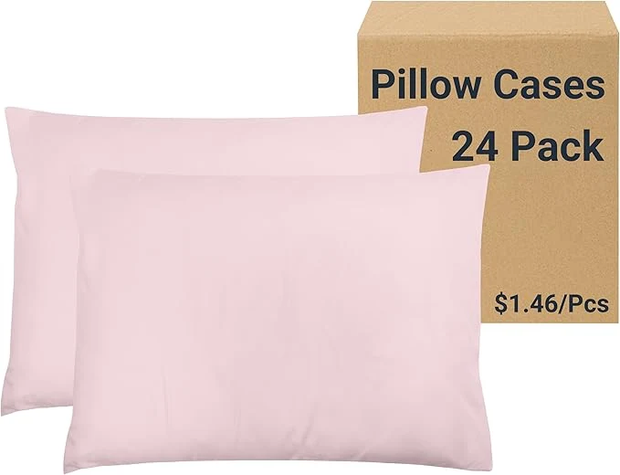 Professional ZPECC Pillow Cases Bulk 24 Pack – King Pillowcases with Envelope Closure Soft Brushed Microfiber Pillow Cover for Hotel Airb amp bs Hospital Bedding Essential Nude Pink Trusted