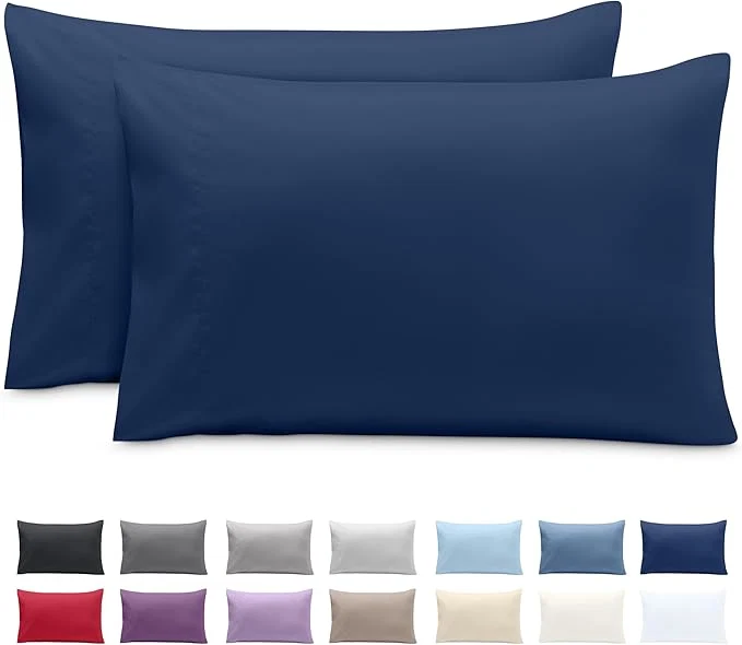 Consistent Bare Home Microfiber Pillow Cases – Standard Size Set of 2 – Cooling Pillowcases – Double Brushed – Easy Care – Envelope Closure Standard Pillowcase Set of 2 Dark Blue Safe