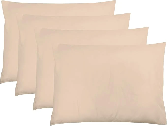 Enhanced ZPECC Pillow Cases King Size Set of 4 20×36 Envelope Closure Pillowcases Soft Plain Brushed Microfiber Covers Hypoallergenic Breathable Beige Organic