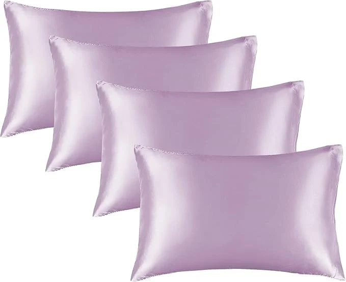 Convenient BEDELITE Satin Pillowcase for Hair and Skin Super Soft Similar to Silk Pillow Cases 4 Pack with Envelope Closure Cooling Pillowcases for Women Men 20 quot x36 quot King Size Lavender Classic