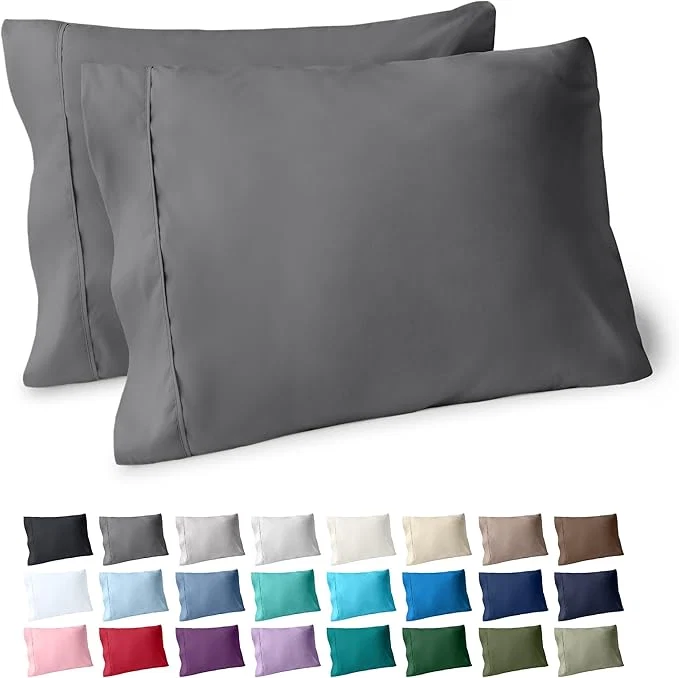 Quality Bare Home Microfiber Pillow Cases – Standard Queen Size Set of 2 Cooling Pillowcases Double Brushed Grey Pack Easy Care Standard Pillowcase 2 Grey Fine Crafted