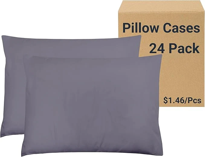 Outstanding ZPECC Pillow Cases Bulk 24 Pack – Standard Pillowcases with Envelope Closure Soft Brushed Microfiber Pillow Cover for Hotel Airb amp bs Hospital Bedding Essential Purple Gray Green