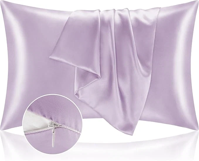 Consistent BEDELITE Satin Pillowcase with Zipper Lavender King Size Pillow Cases Set of 2 Super Soft and Cooling Similar to Silk Pillow Cases Gift for Women Men 20×36 Inches Fast
