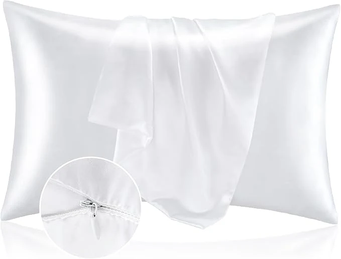 Proven BEDELITE Satin Pillowcase with Zipper White King Size Pillow Cases Set of 2 Super Soft and Cooling Similar to Silk Pillow Cases Gift for Women Men 20×40 Inches World-Class