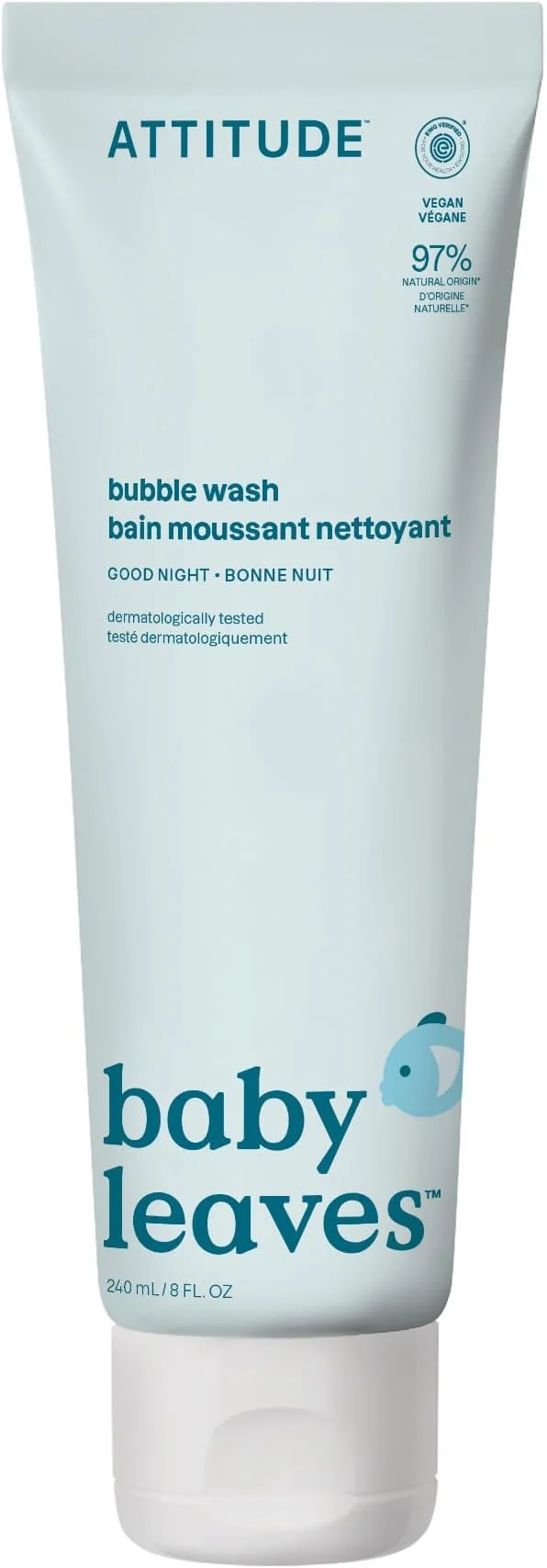 Lightweight ATTITUDE Bubble Body Wash for Baby EWG Dermatologically Tested Sustainable