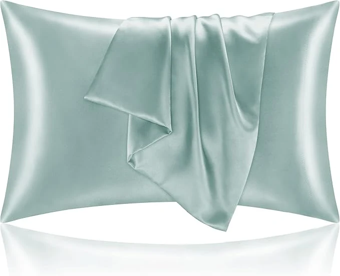 First-Class BEDELITE Satin Pillowcase for Hair and Skin Super Soft and Cooling Similar to Silk Pillow Cases 2 Pack with Envelope Closure Gift for Women Men 20 quot x40 quot King Size Haze Blue Minimalist