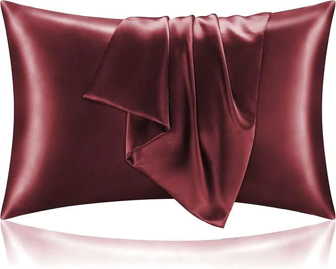 Smooth BEDELITE Satin Pillowcase for Hair and Skin Super Soft and Cooling Similar to Silk Pillow Cases 2 Pack with Envelope Closure Gift for Women Men 20 quot x30 quot Queen Size Burgundy Premium Material
