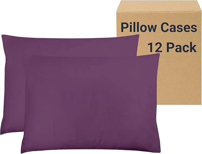 Expertly Made ZPECC Pillow Cases Standard Size Set of 12 20×26 Envelope Closure Pillowcases Soft Plain Brushed Microfiber Covers Hypoallergenic Breathable Dark Purple Official