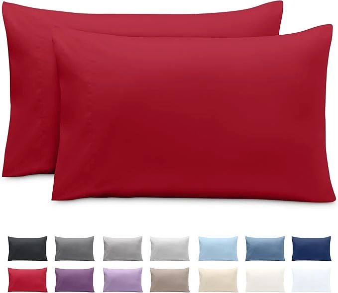 Modern Bare Home Microfiber Pillow Cases – King 20×40 – Cooling Pillowcases – Double Brushed – Easy Care – Envelope Closure King Pillowcase Set of 2 Red Sophisticated