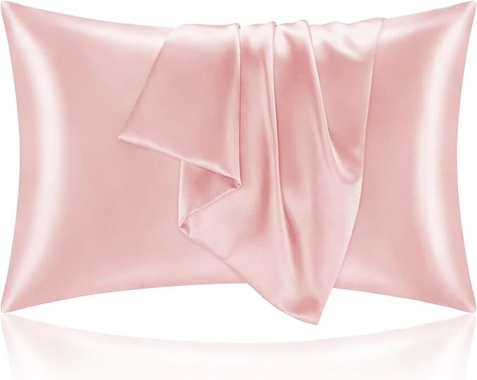 Elegant BEDELITE Satin Pillowcase with Zipper Pink King Size Pillow Cases Set of 2 Super Soft and Cooling Similar to Silk Pillow Cases Gift for Women Men 20×36 Inches Solid