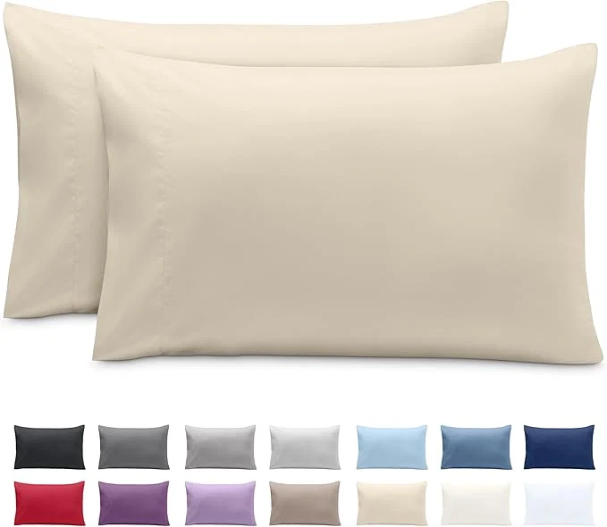 Stylish Bare Home Microfiber Pillow Cases – Standard Size Set of 2 – Cooling Pillowcases – Double Brushed – Easy Care – Envelope Closure Standard Pillowcase Set of 2 Sand Elegant