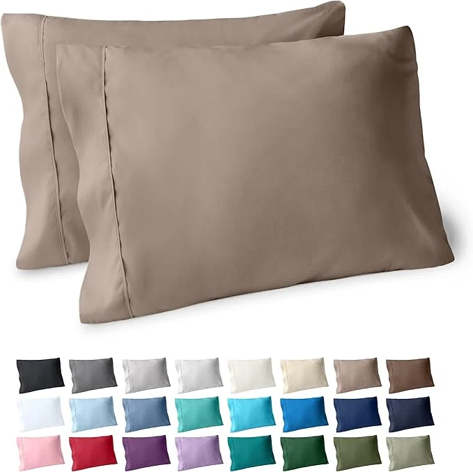 Green Bare Home Microfiber Pillow Cases – Standard Queen Size Set of 2 – Cooling Pillowcases – Double Brushed – Taupe Pillowcases 2 Pack – Easy Care Standard Pillowcase Set of 2 Taupe Innovative