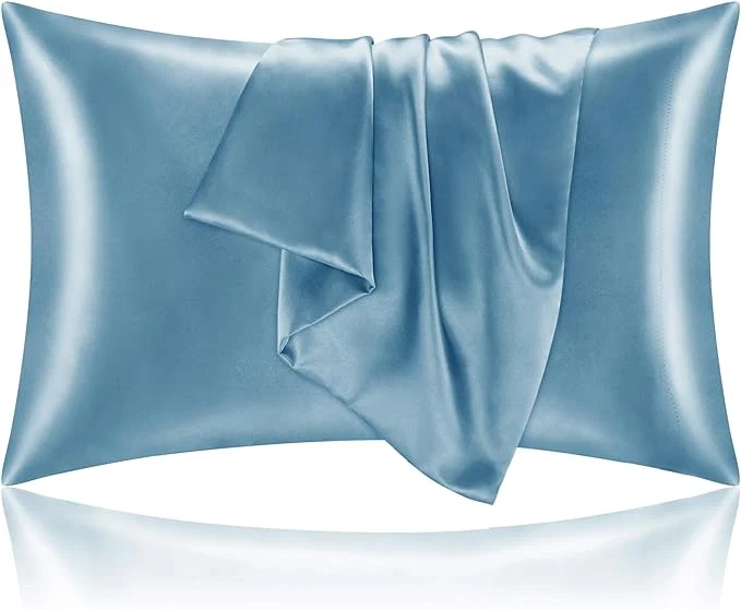 Quality BEDELITE Satin Pillowcase with Zipper Airy Blue King Size Pillow Cases Set of 2 Super Soft and Cooling Similar to Silk Pillow Cases Gift for Women Men 20×36 Inches Original
