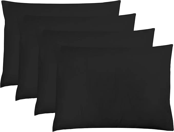 Long-Lasting ZPECC Black Pillow Cases Standard Size Set of 4 20×26 Envelope Closure Pillowcases Soft Plain Brushed Microfiber Covers Hypoallergenic Breathable Classic