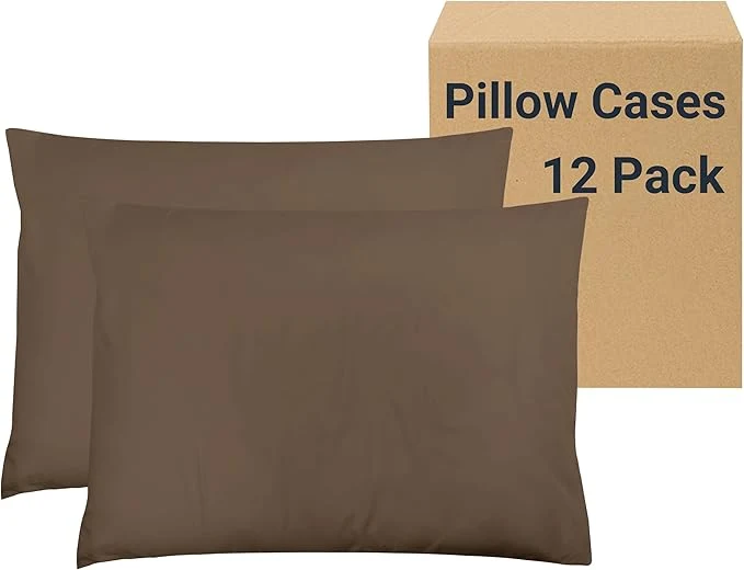 High-Performance ZPECC Pillow Cases Queen Size Set of 12 20×30 Envelope Closure Pillowcases Soft Plain Brushed Microfiber Covers Hypoallergenic Breathable Brown High-Grade