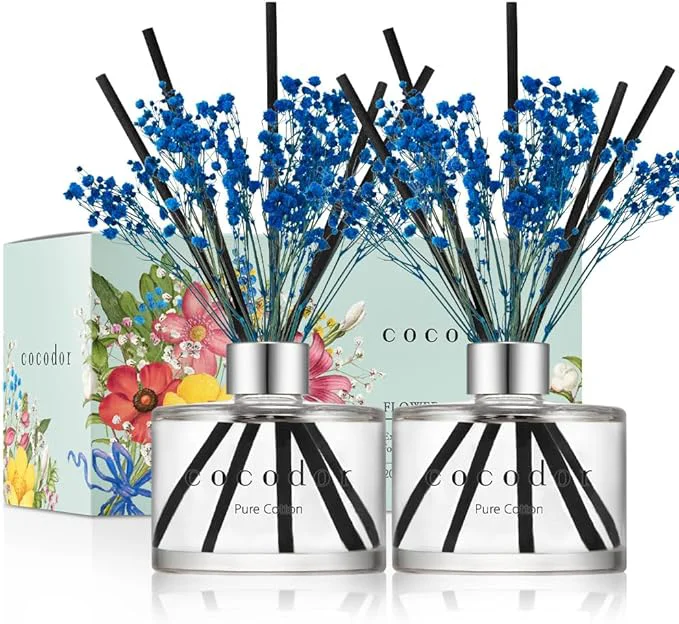 Advanced COCODOR Preserved Flower Reed Diffuser Pure Cotton 6.7oz 2 Pack Reed Minimalist