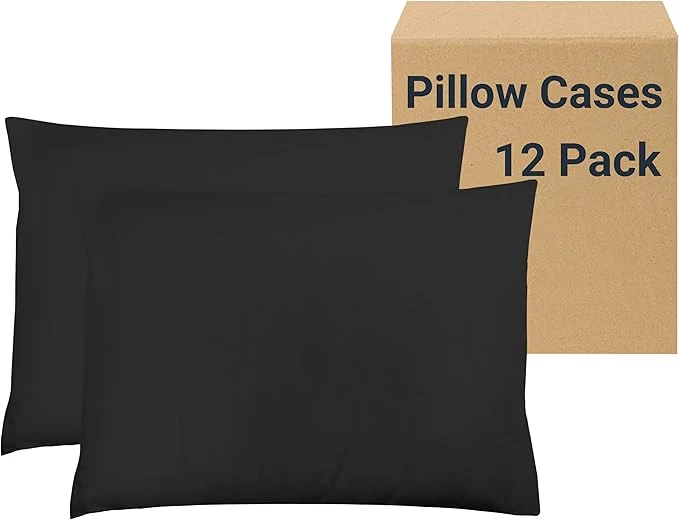 Durable ZPECC Pillow Cases Queen Size Set of 12 20×30 Envelope Closure Pillowcases Soft Plain Brushed Microfiber Covers Hypoallergenic Breathable Black Eco-Friendly
