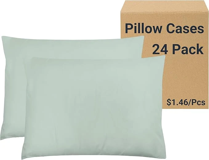 High-Performance ZPECC Pillow Cases Bulk 24 Pack – Standard Pillowcases with Envelope Closure Soft Brushed Microfiber Pillow Cover for Hotel Airb amp bs Hospital Bedding Essential Celadon Modern