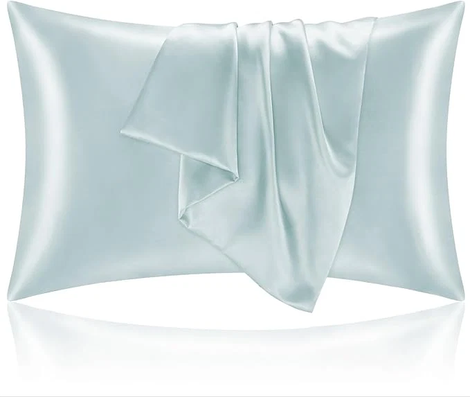 Relaxed BEDELITE Satin Pillowcase for Hair and Skin Super Soft and Cooling Similar to Silk Pillow Cases 2 Pack with Envelope Closure Gift for Women Men 20 quot x40 quot King Size Stone Blue Fashionable