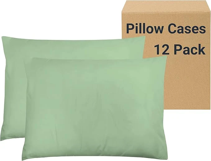 Classic ZPECC Pillow Cases Standard Size Set of 12 20×26 Envelope Closure Pillowcases Soft Plain Brushed Microfiber Covers Hypoallergenic Breathable Sage Green Traditional