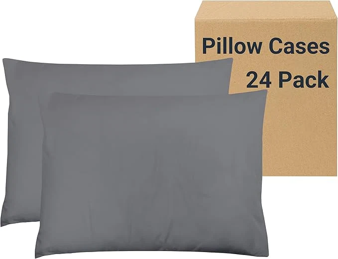 Modern ZPECC Pillow Cases Bulk 24 Pack – Queen Pillowcases with Envelope Closure Soft Brushed Microfiber Pillow Cover for Hotel Airb amp bs Hospital Bedding Essential Gray