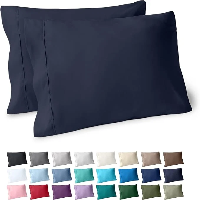 Original Design Bare Home Premium 1800 Ultra-Soft Microfiber Pillowcase Set – Double Brushed – Hypoallergenic – Wrinkle Resistant Standard Pillowcase Set of 2 Midnight Blue Outstanding